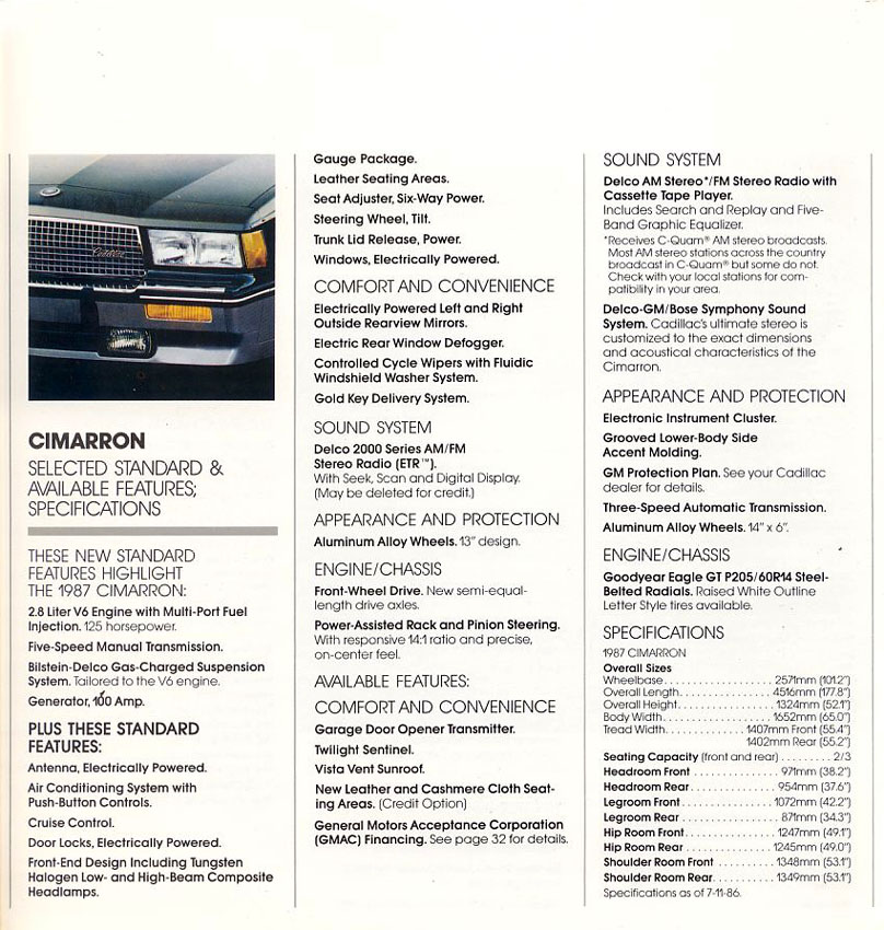 1987 Cadillac Brochure Page 15